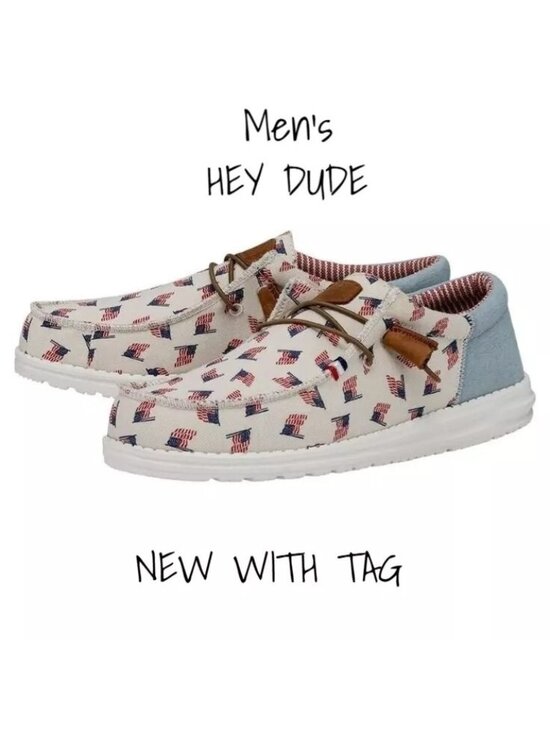 Hey Dude Other - Hey Dude Men's Wally Patriotic Americana US flag Denim Slip on Sneaker 13 US New